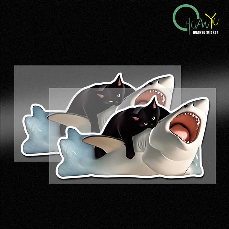 Motorcycle Gear Outlet - RETLPER-pegatina reflectante para gato negro, tiburón